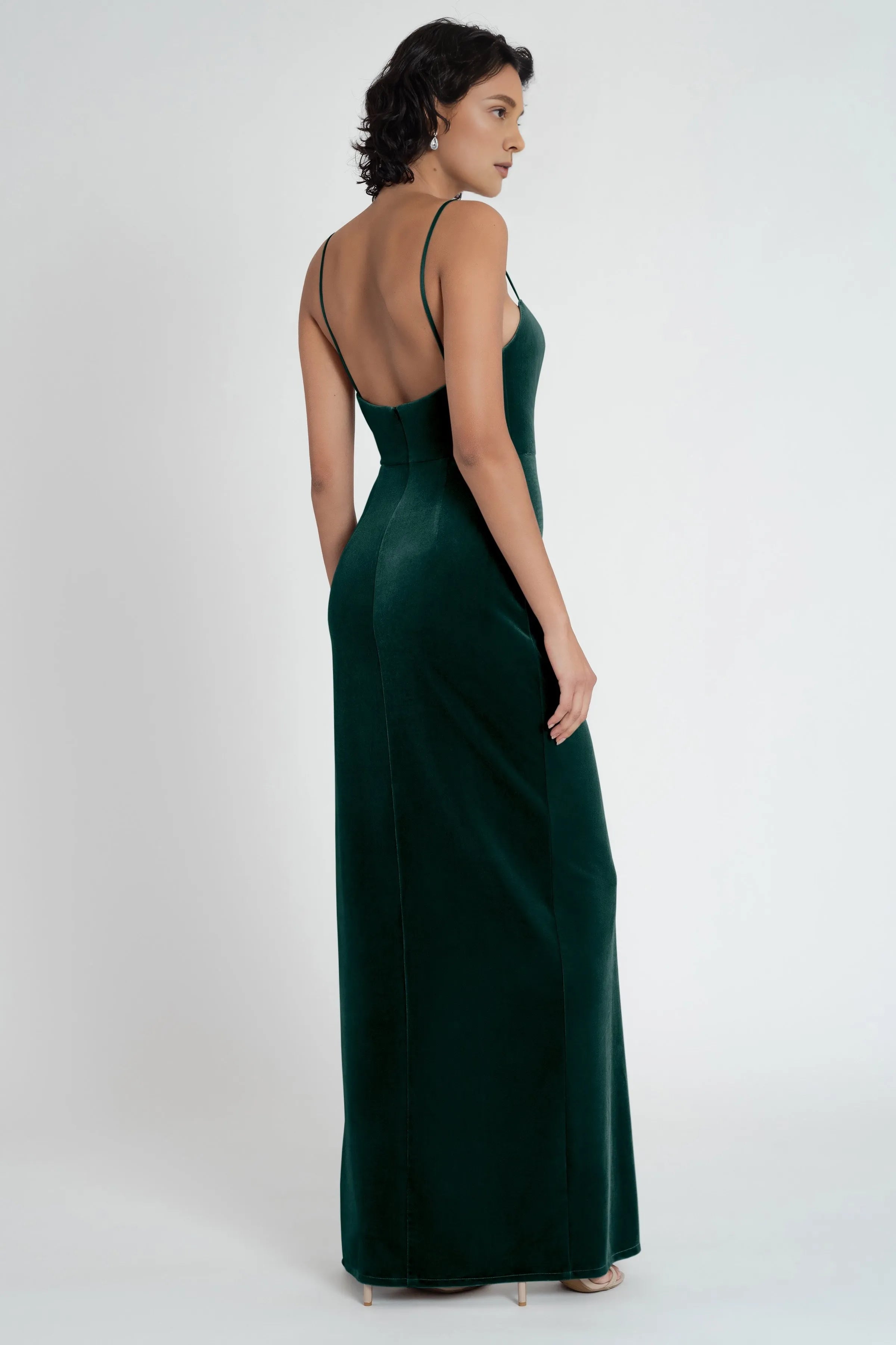 Vestido Weitese clásico de terciopelo con cuello recto y tirantes finos, vestido de noche para dama de honor, largo hasta el suelo, vestido de fiesta con abertura lateral.
